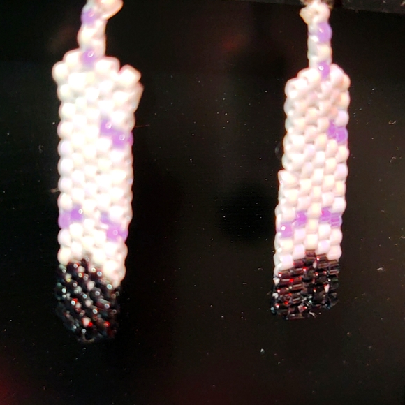 Beaded Feather Earrings - Picture 3 of 3